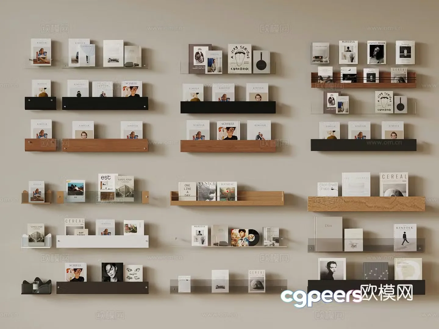Modern bookshelf magazine shelf 3d model