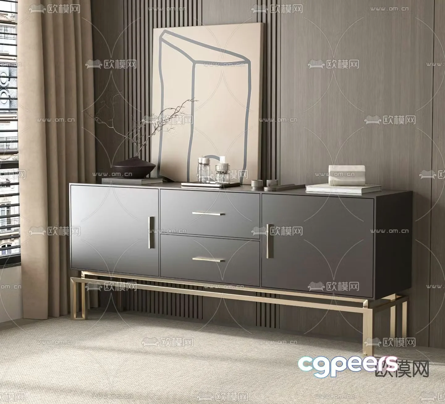 Modern porch cabinet side cabinet 3D model