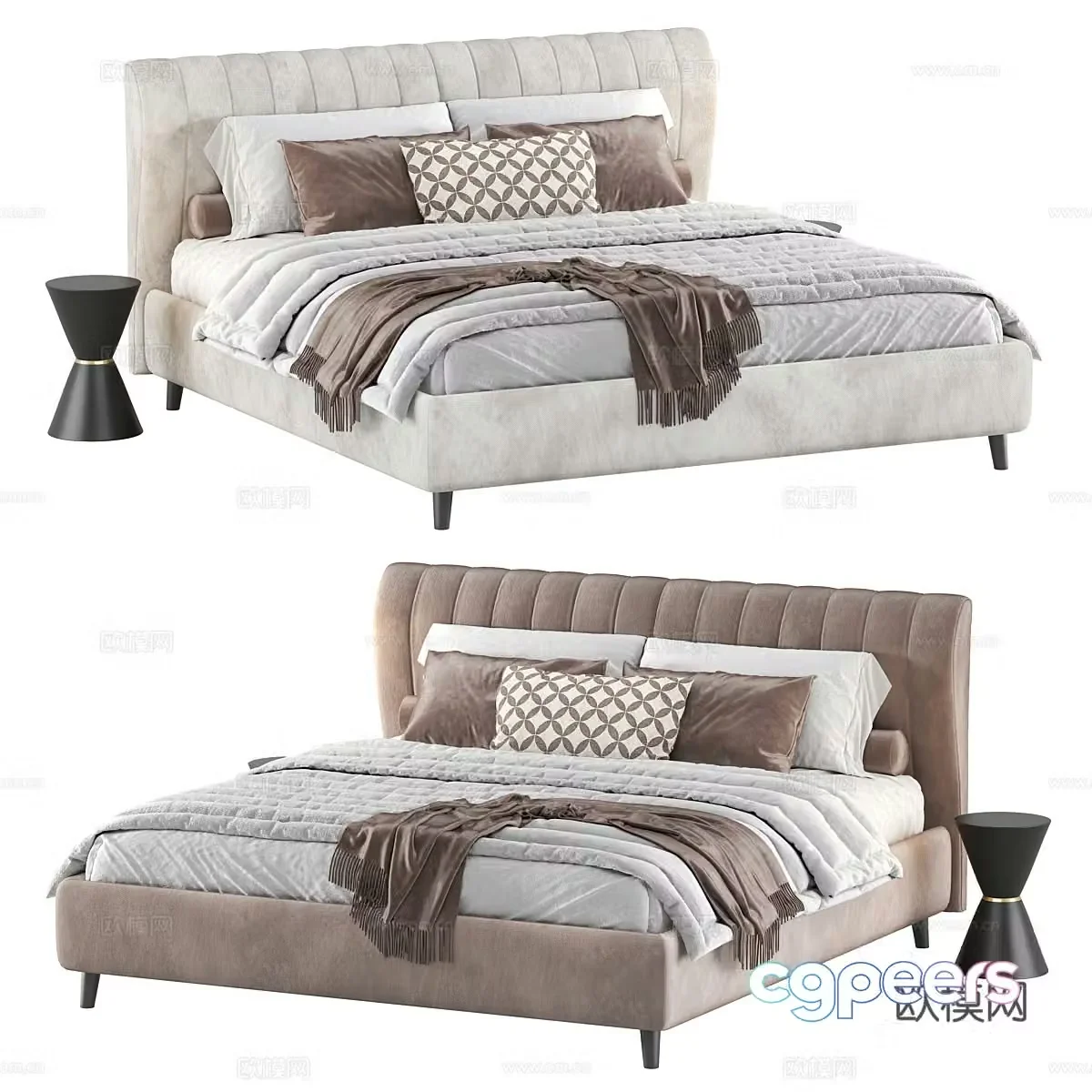New Chinese GAIA fabric double bed 3D model