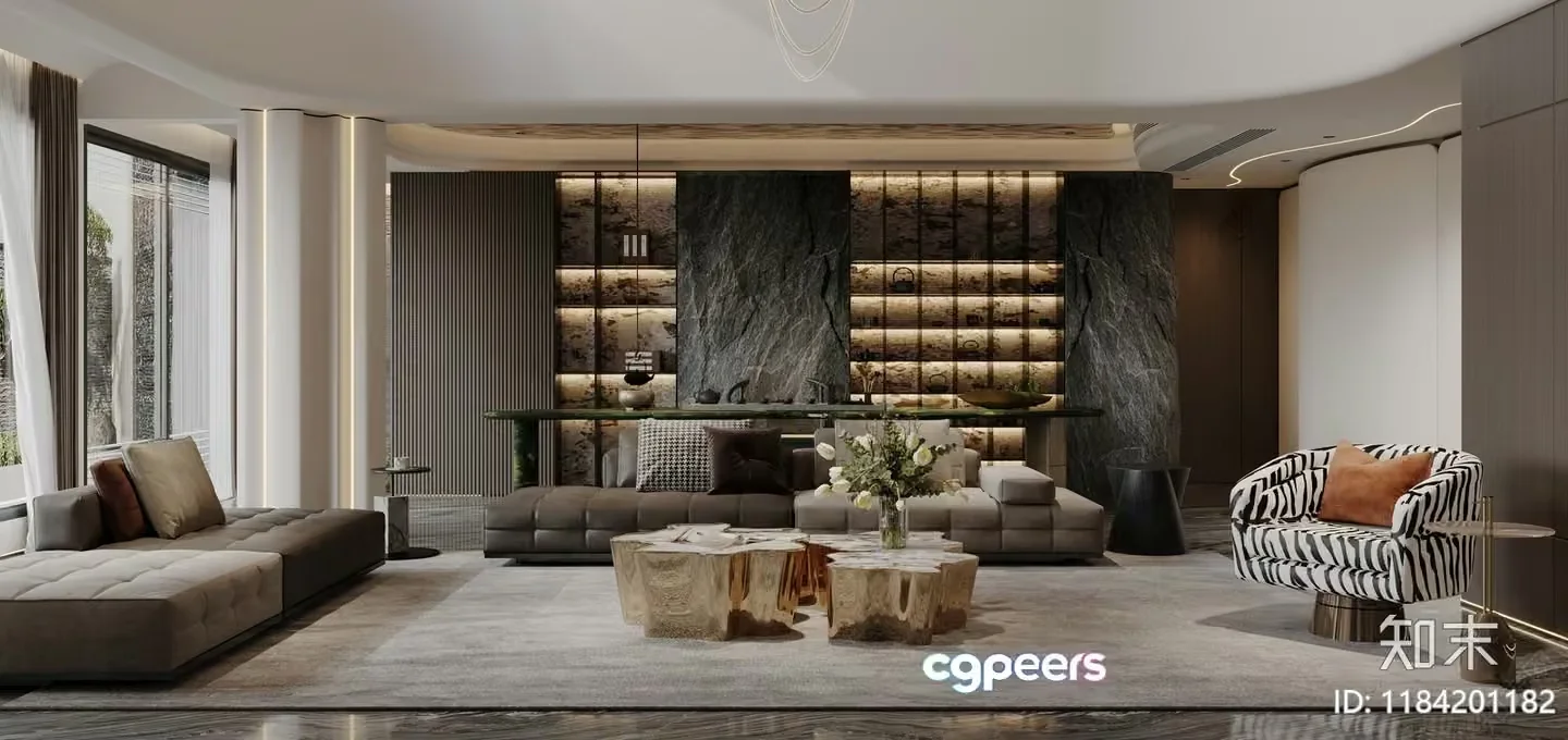 Modern Living Room 3D Model – 11668 – CORONA Render