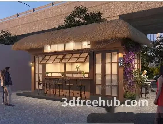 Cozy Outdoor Cafe 3D Model – 20211 – VRAY Render