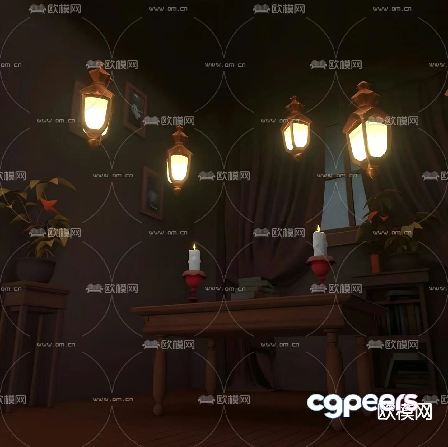 European Halloween cartoon scene game props 3d model