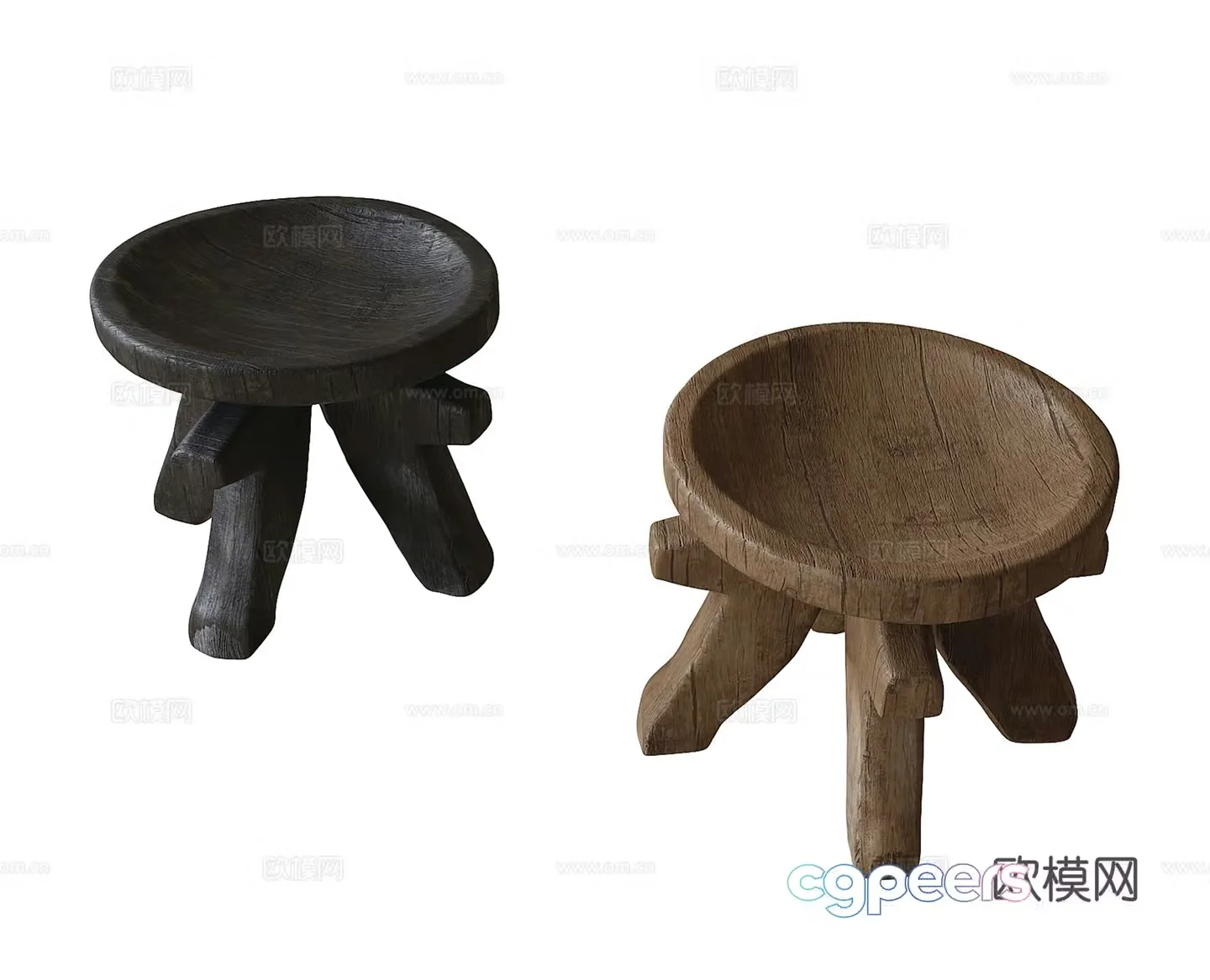 Wooden stool 3d model