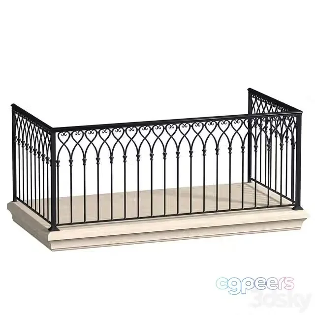 3ds Max Free – Balcony in oriental style. Arabian Fence balcony Forged