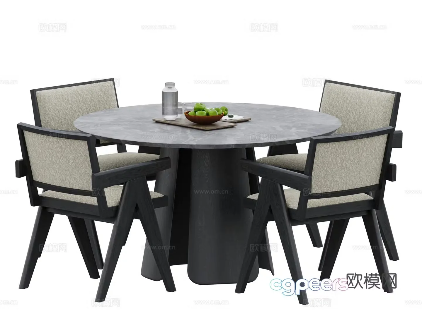 Modern dining table and chair combination 3D model
