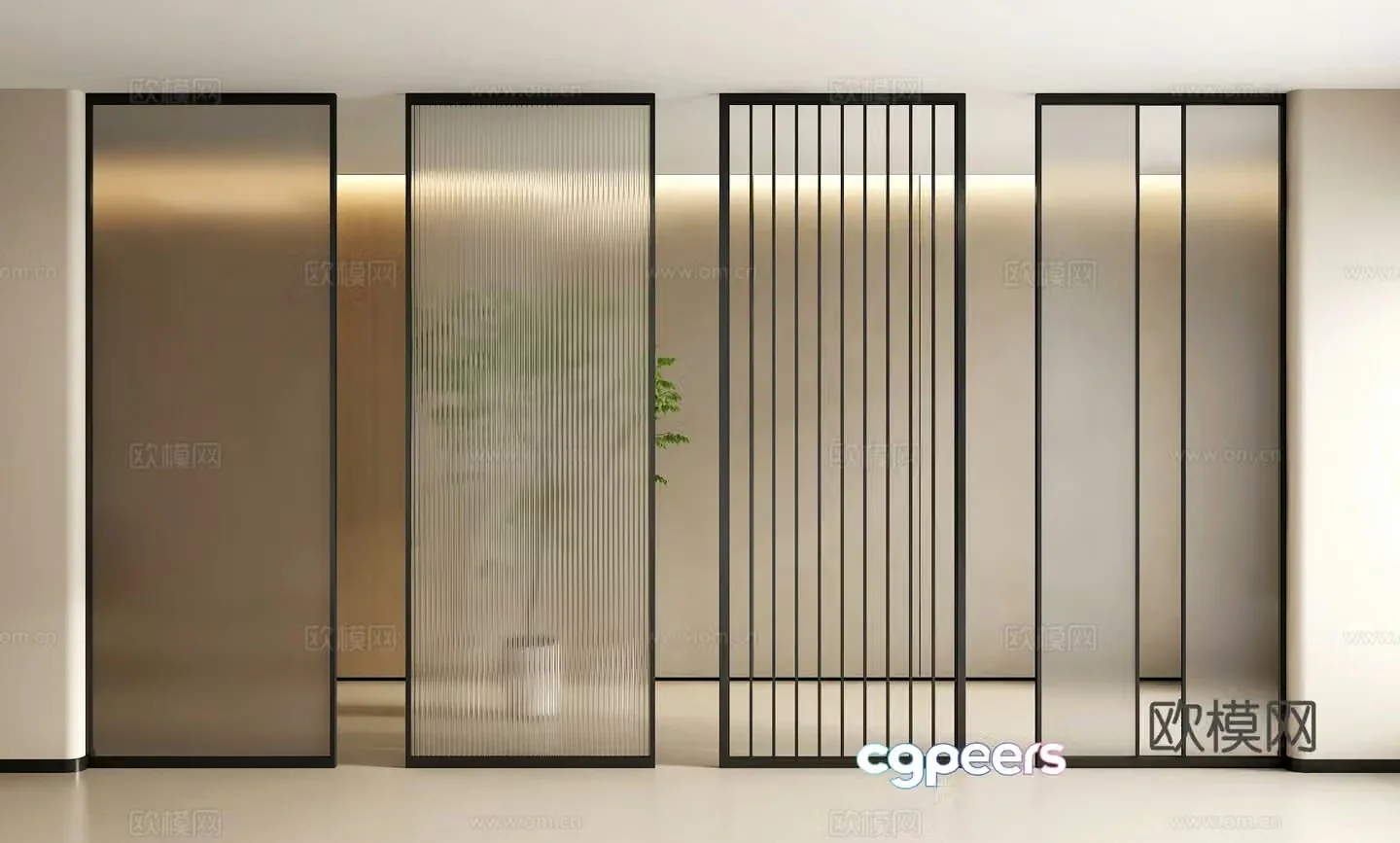 Modern glass partition 3d model