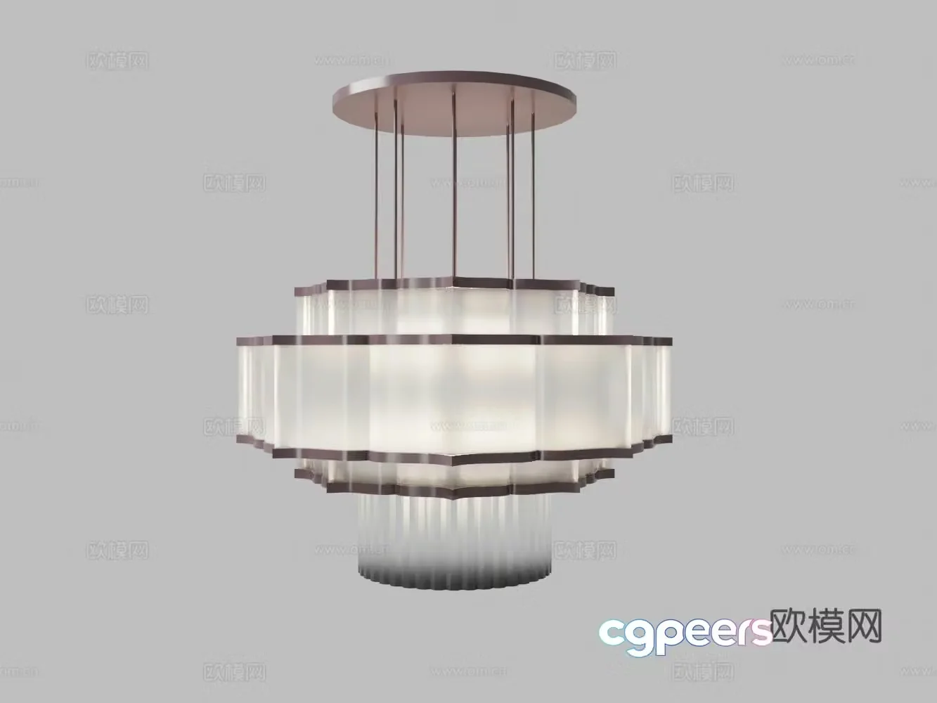 Chinese mahogany crystal chandelier 3D model