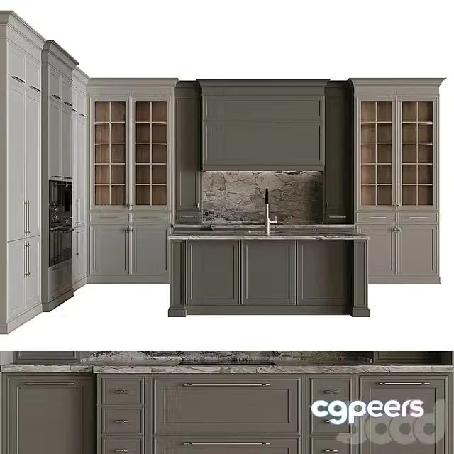 3ds Max Free – Kitchen in neoclassical style 57
