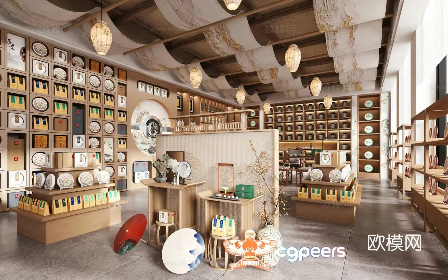 Tea store tobacco and alcohol supermarket tea tea cake teapot tea cabinet tea room tea table and chair 3D model