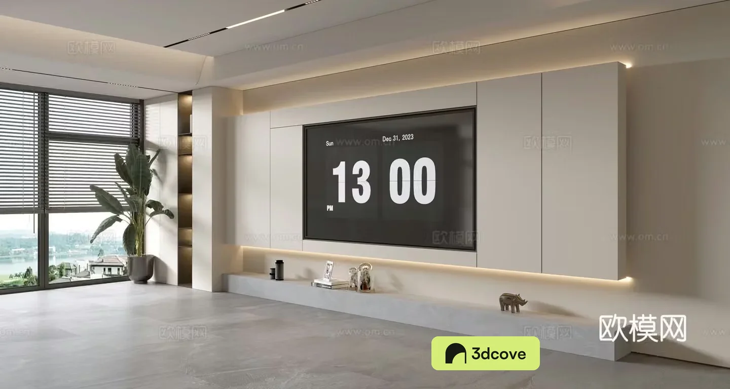 Modern creamy living room light luxury TV background wall creamy TV background wall full wall TV cabinet