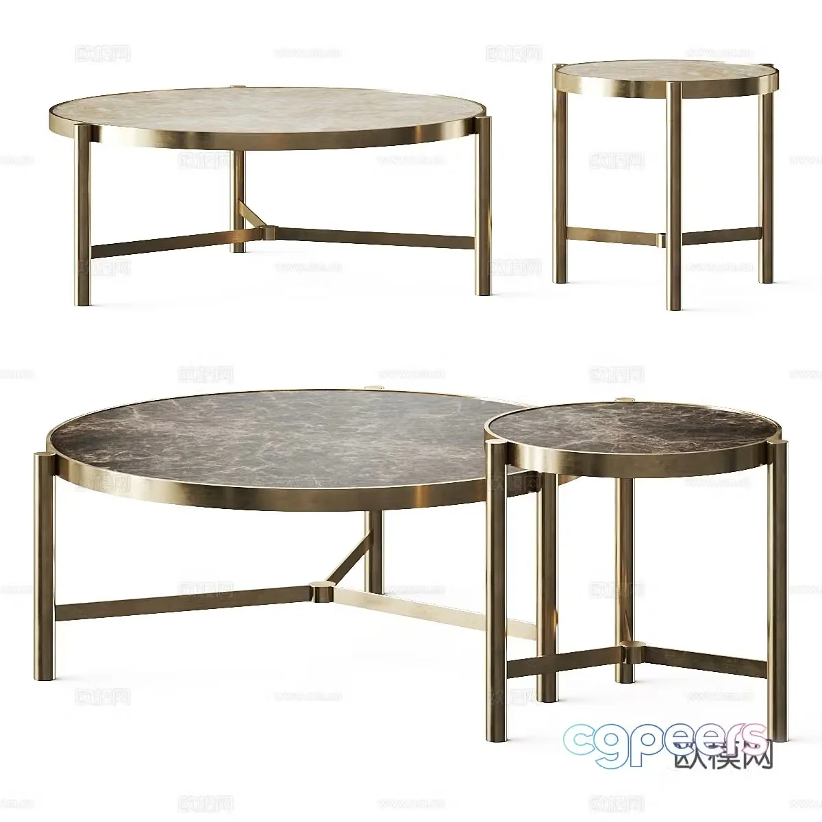 Modern Italian light luxury marble coffee table 3D model