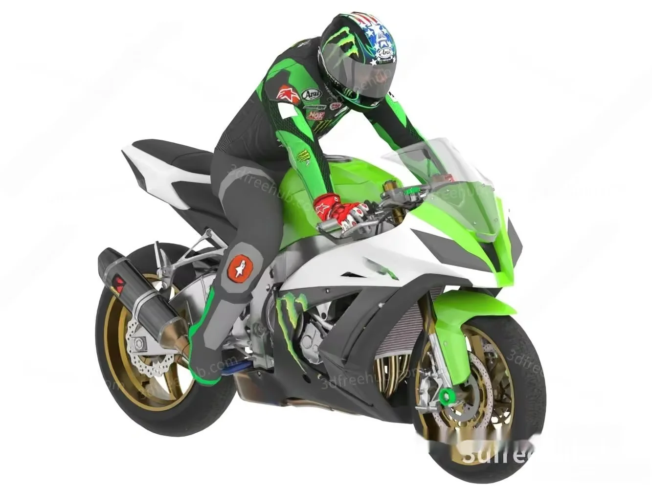 A Motorcycle Rider 3D Model – 9574 – VRAY Render