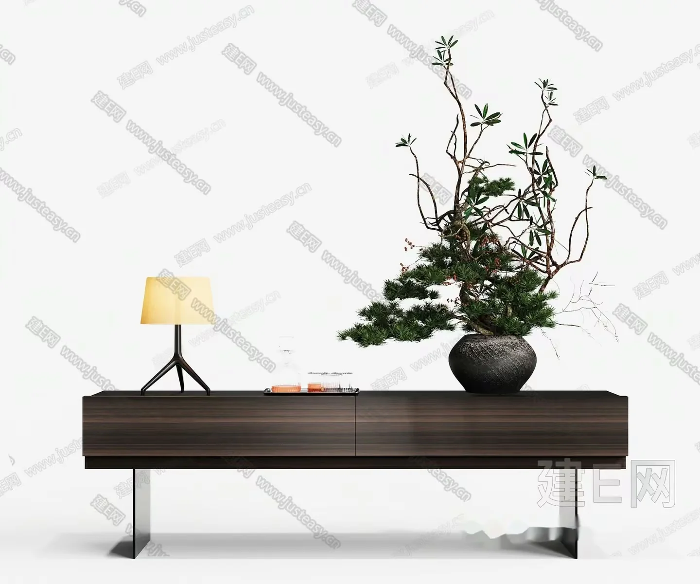 Modern Wooden Sideboard 3D Model – 17973 – VRAY Render