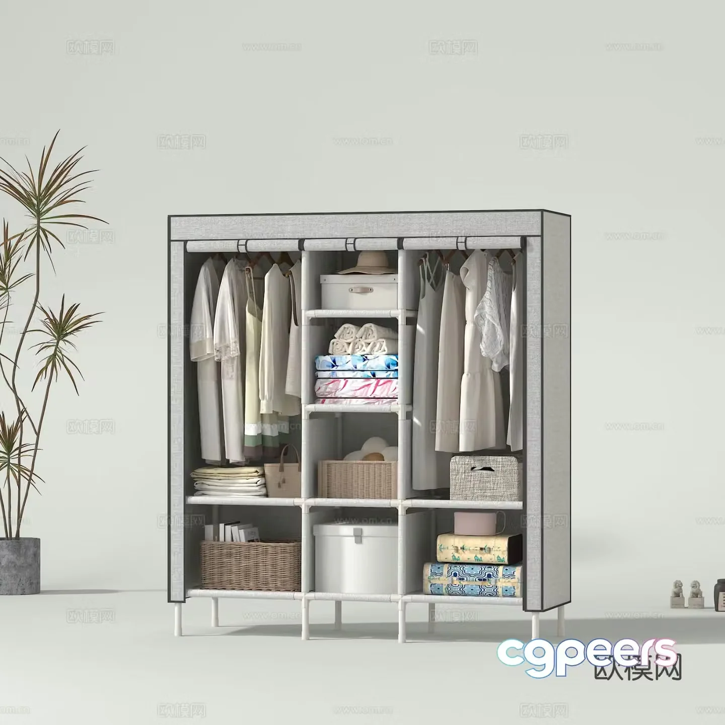 Modern cloth wardrobe hanger simple wardrobe moisture-proof wardrobe 3d model