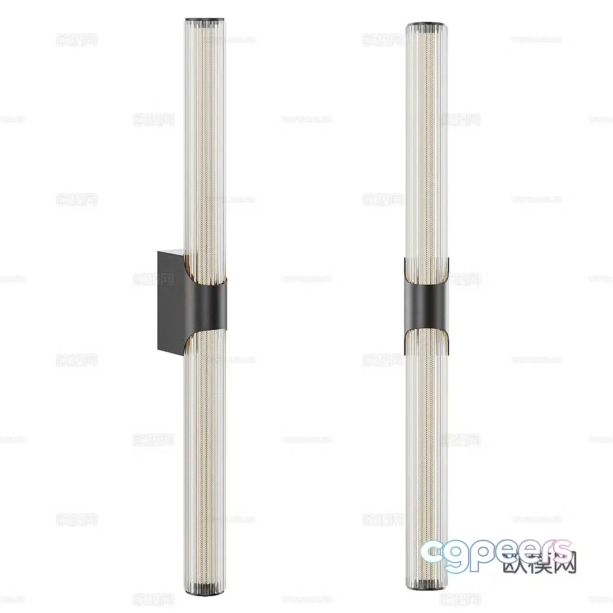 Modern Italian minimalist long strip metal glass decorative wall lamp 3d model