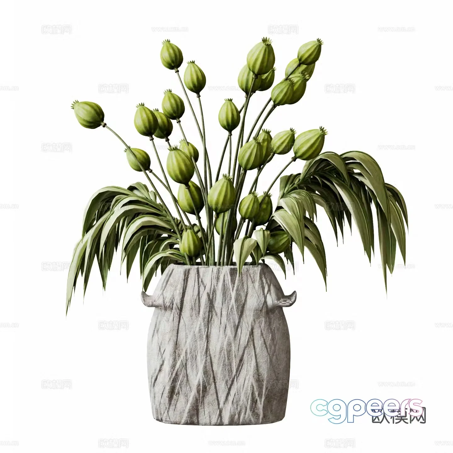 Modern flower ornaments Green plant ornaments Plant potted vase 3d model
