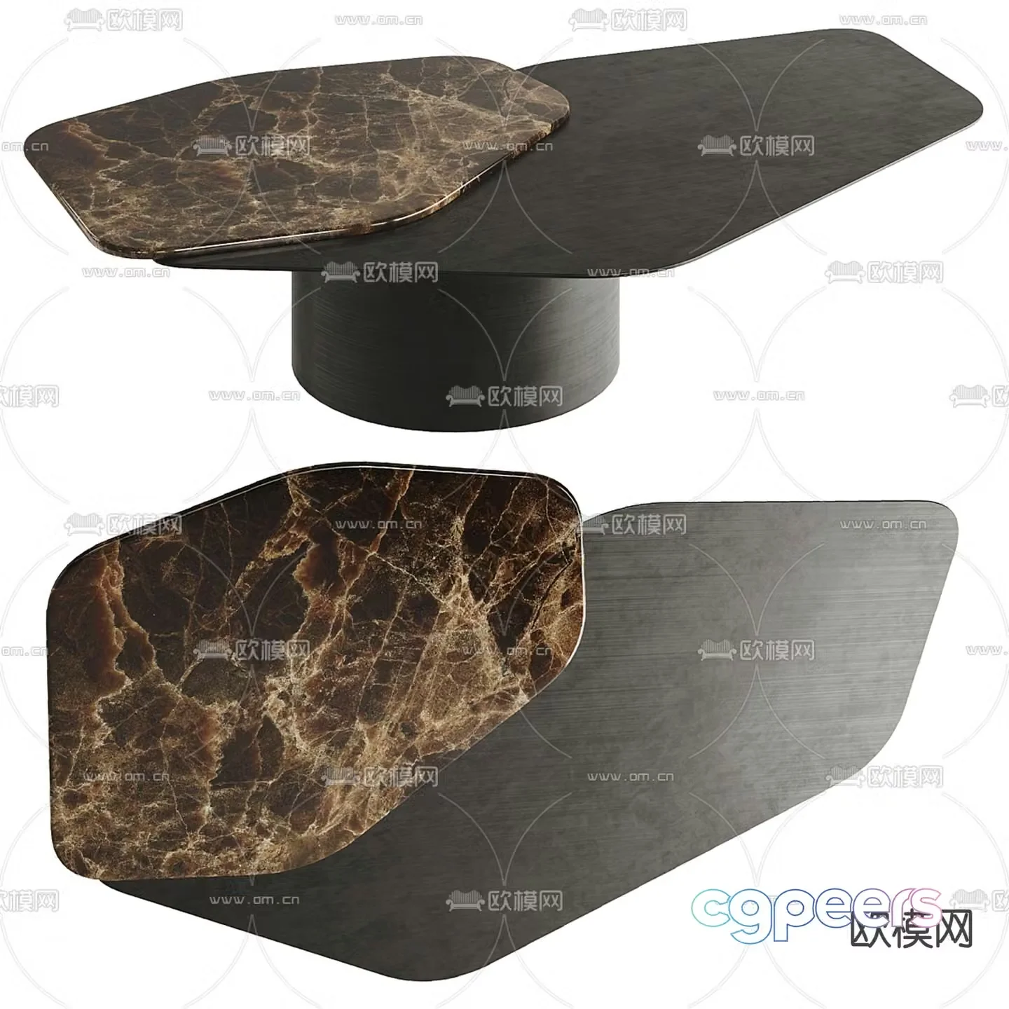 Rugiano special-shaped coffee table solid wood coffee table 3D model