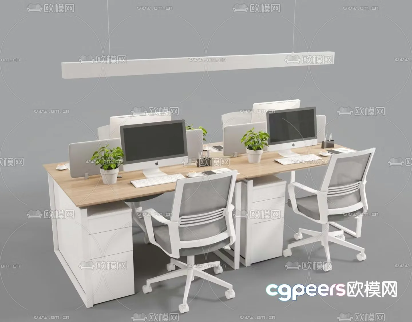 Office desk and chair work station 3d model