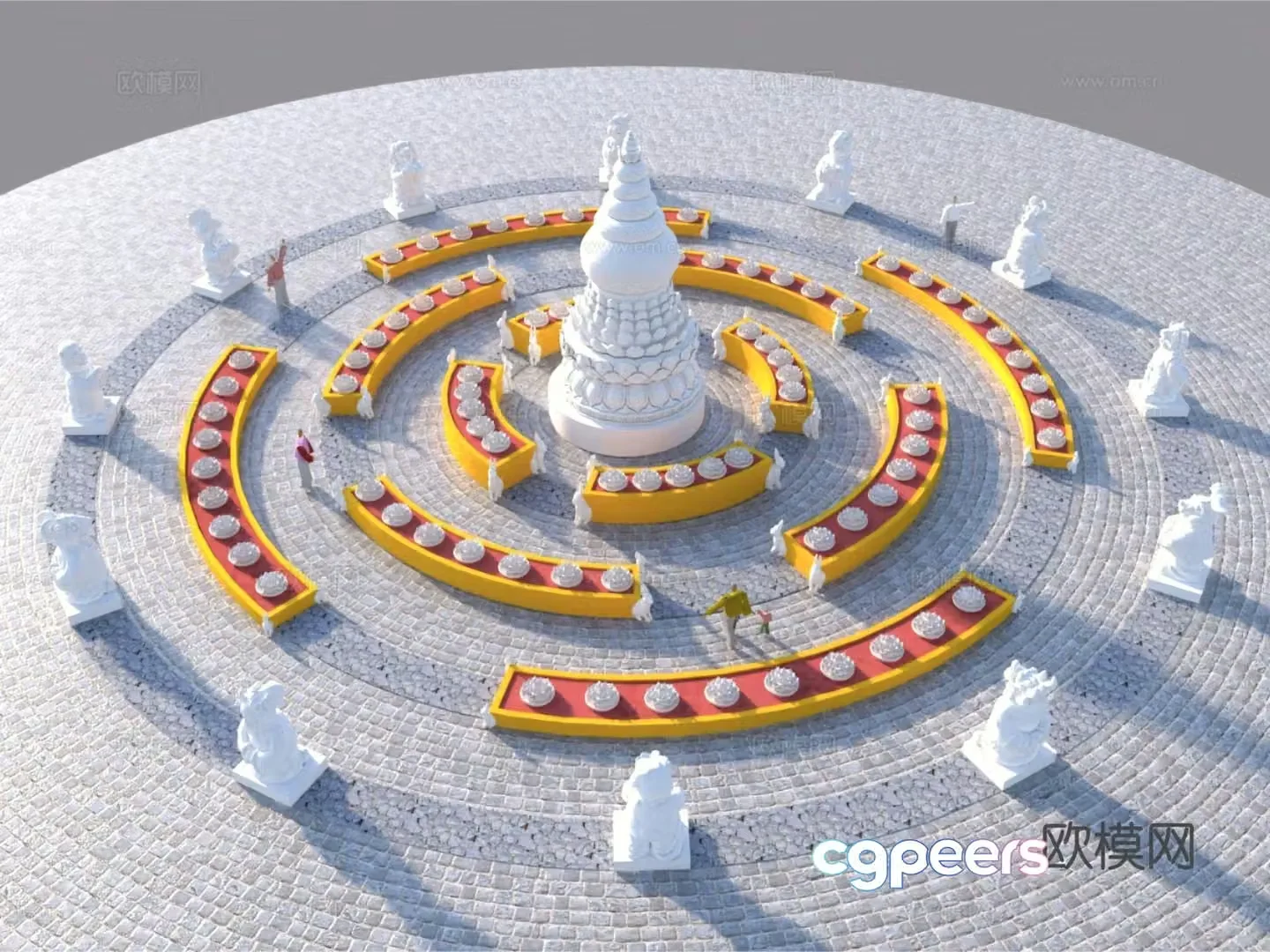 Zen Medieval Religious Sketch Xiaocheng Buddhist Square Sculpture 3D Model