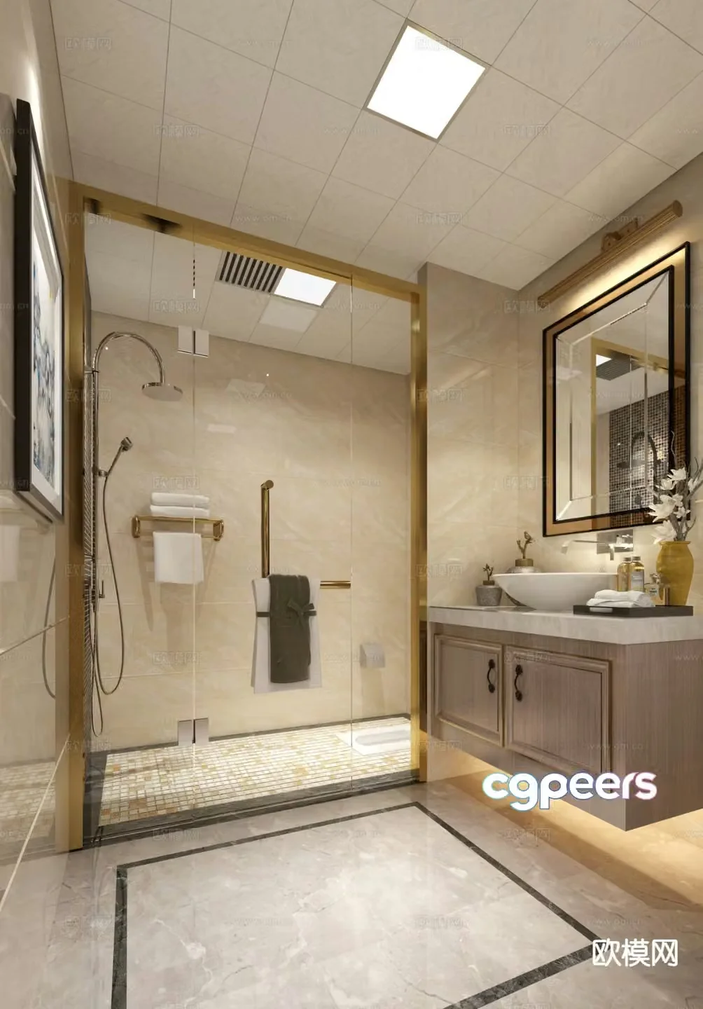 New Chinese style bathroom bathroom 3d model