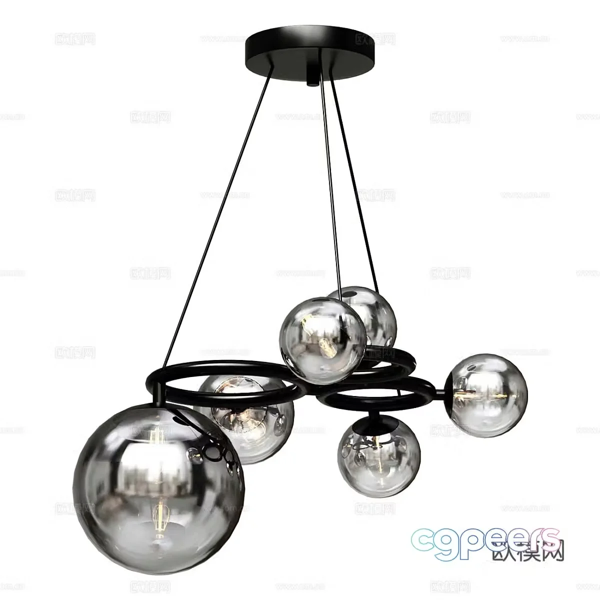 Modern Italian glass decorative chandelier 3d model