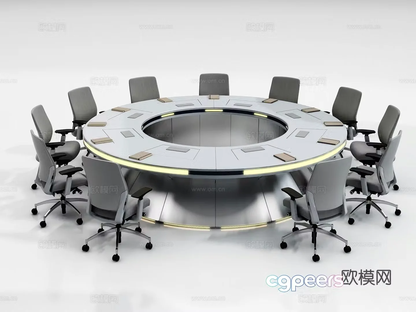 Modern circular conference table 3d model