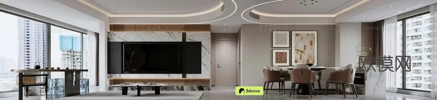 Modern living and dining room