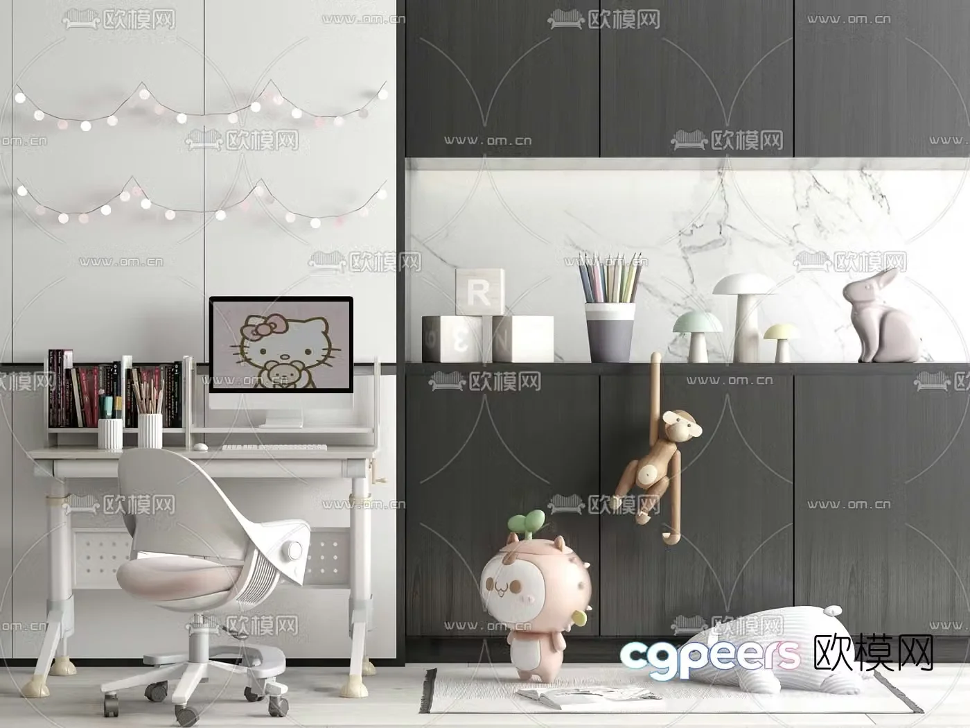 Modern children’s desk chair 3d model