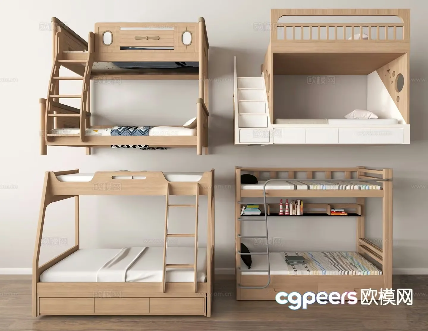 Modern children’s bed bunk bed bunk bed 3d model