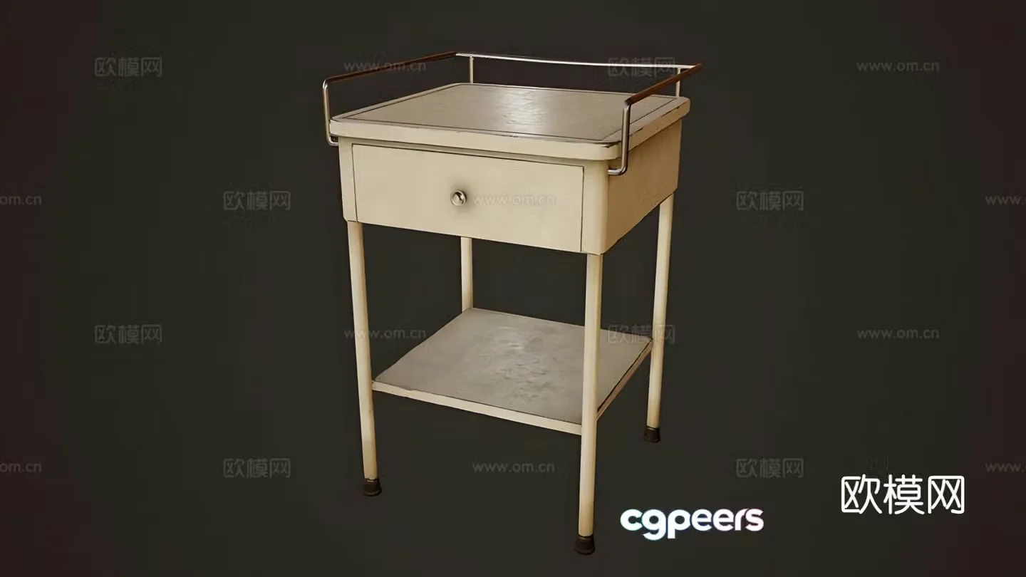 Hospital bedside table 3d model