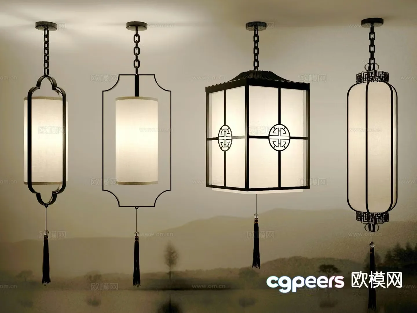 New Chinese style chandelier Zen chandelier 3d model