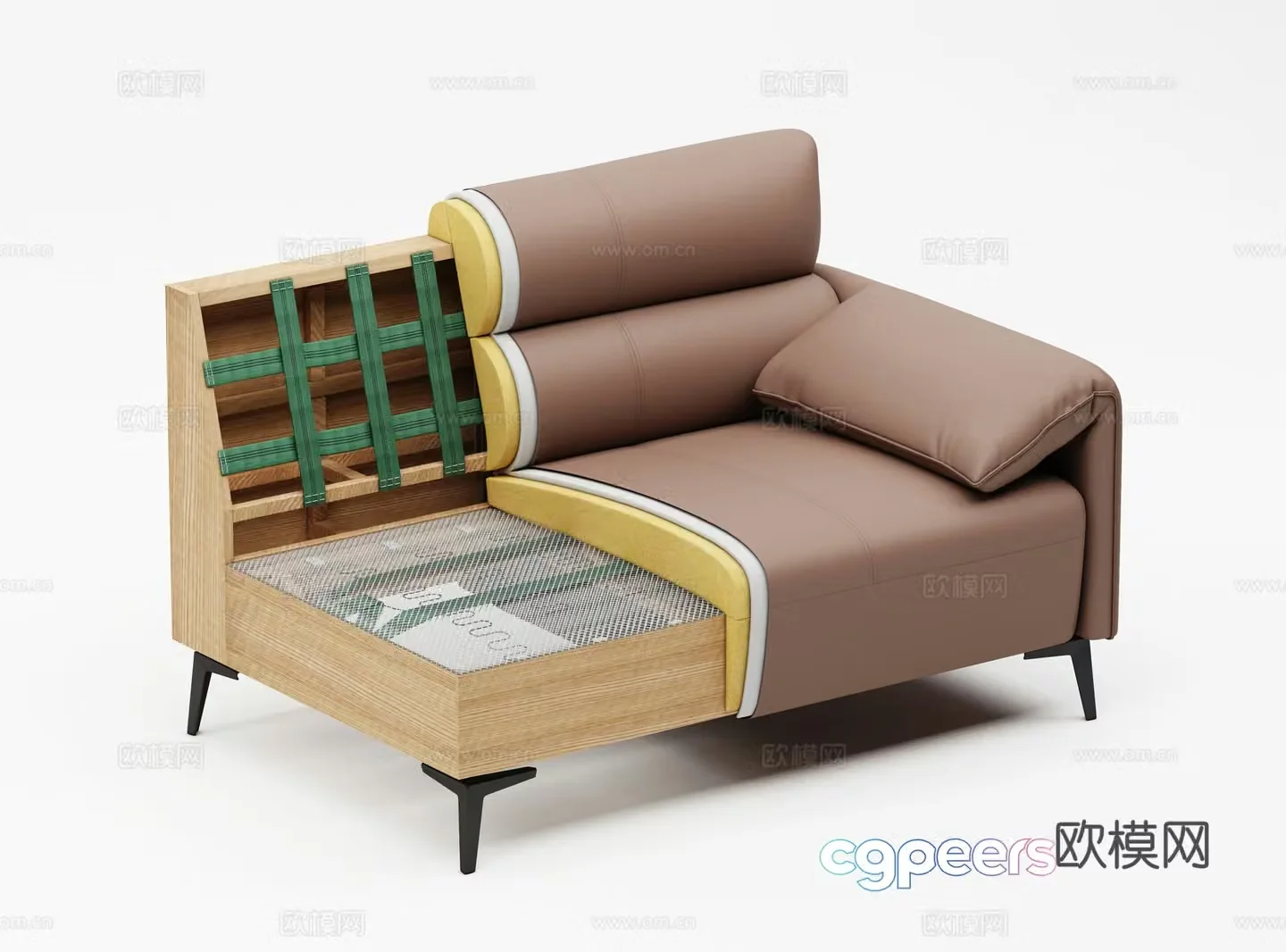 Sofa structure section view Sofa structure 3D model
