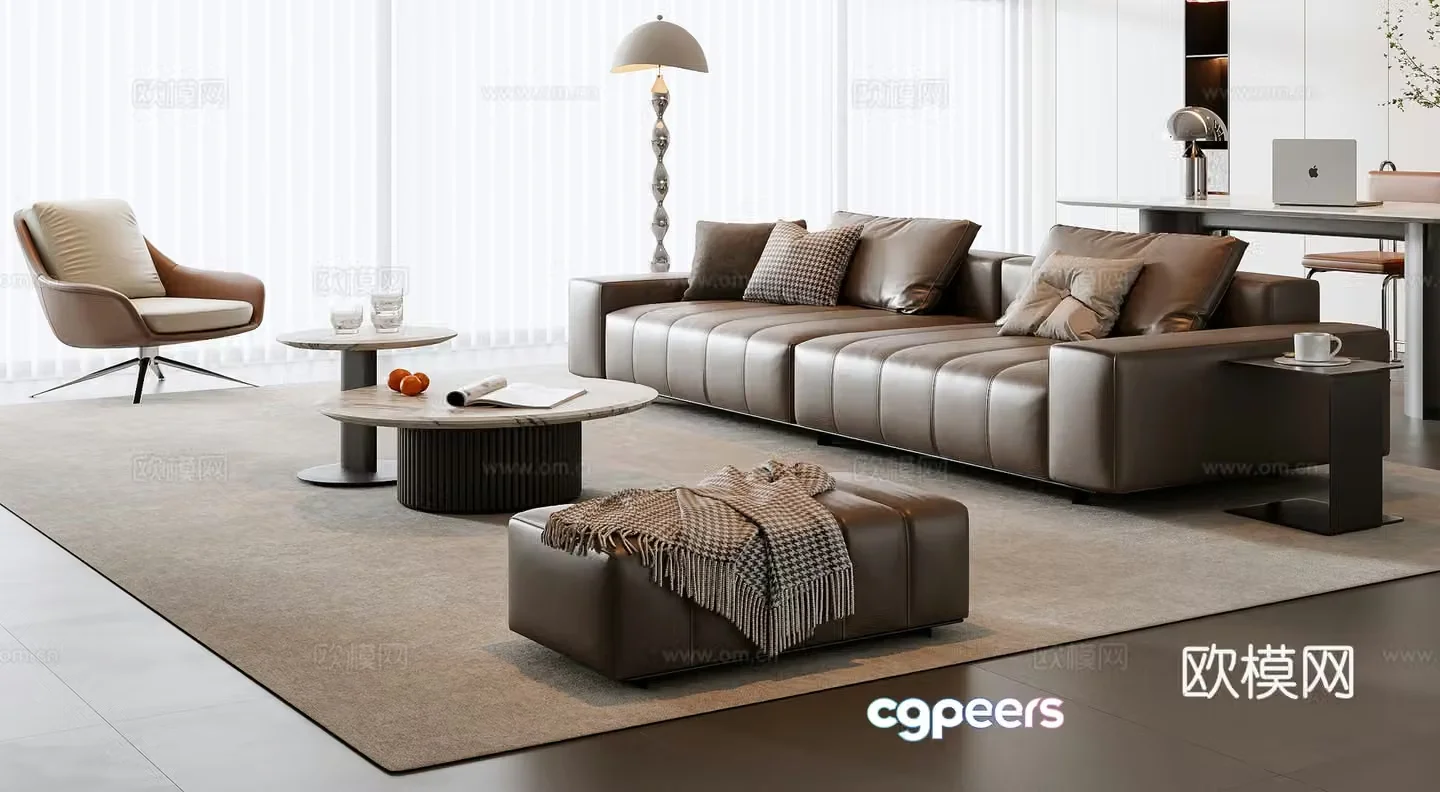 Italian sofa coffee table combination 3D model