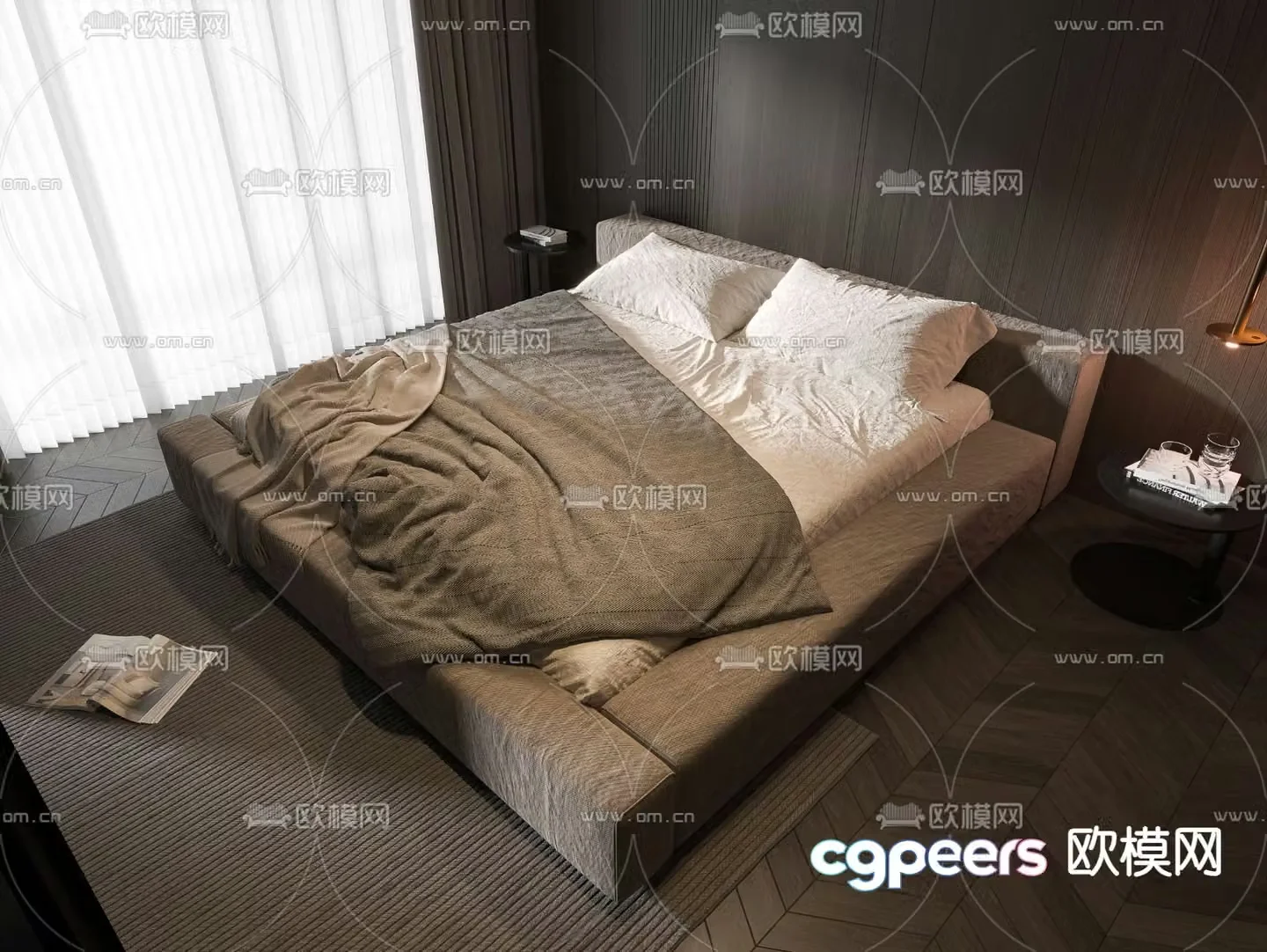 Modern double bed 3d model