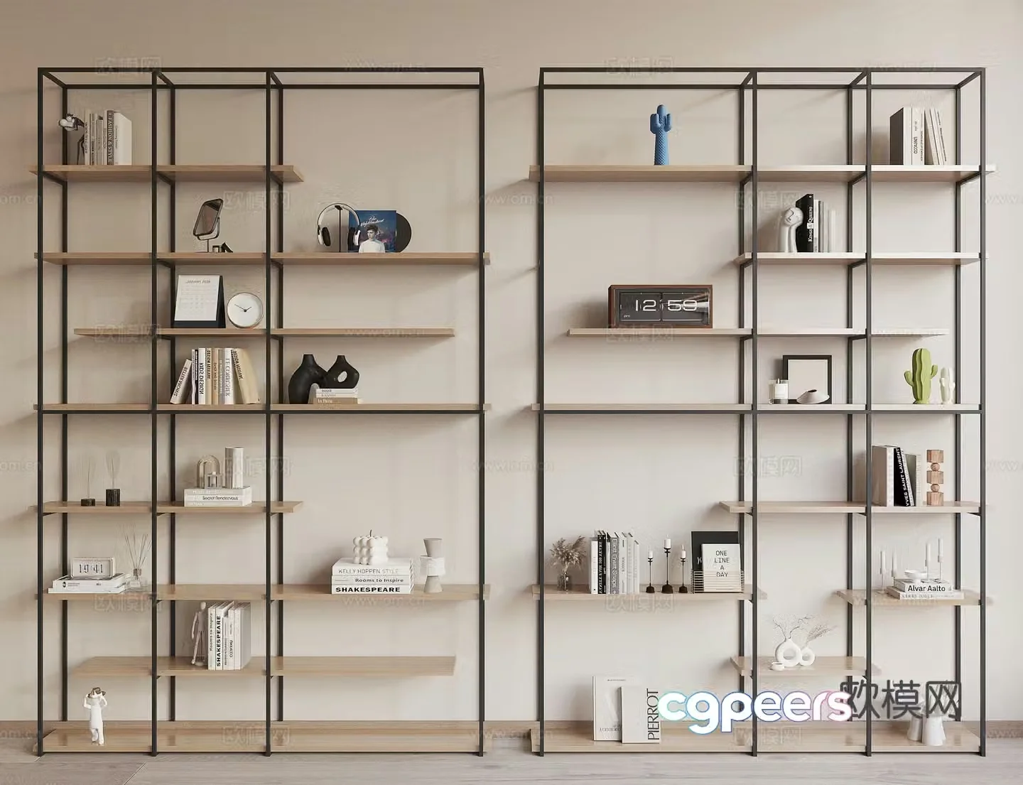 Modern bookshelf 3d model