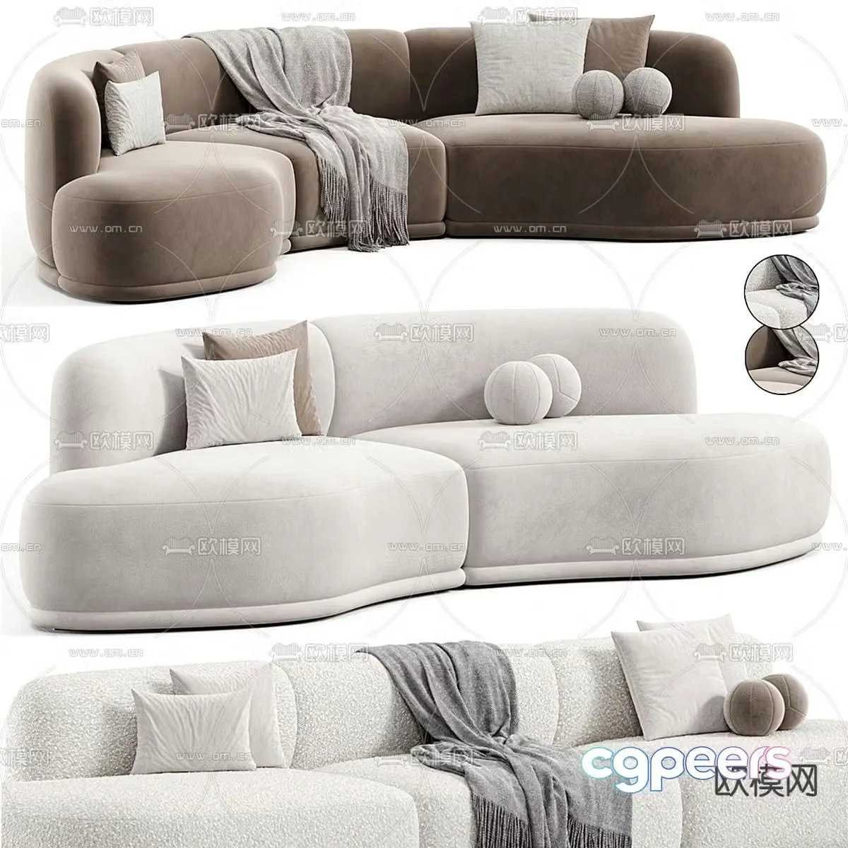 Olivia curved sofa special shaped sofa 3d model