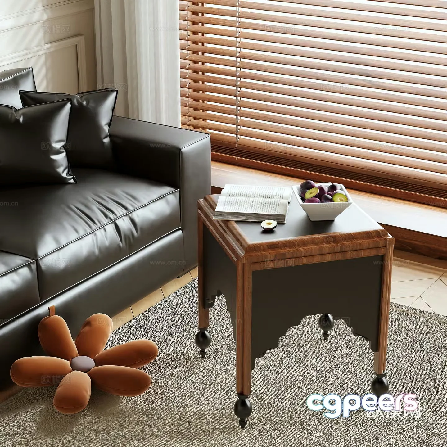 Medieval corner table and side table 3D model