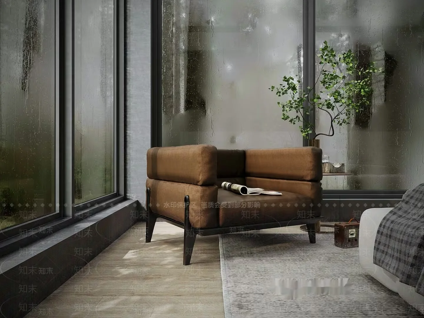 A Modern Brown Couch 3D Model – 21872 – VRAY Render