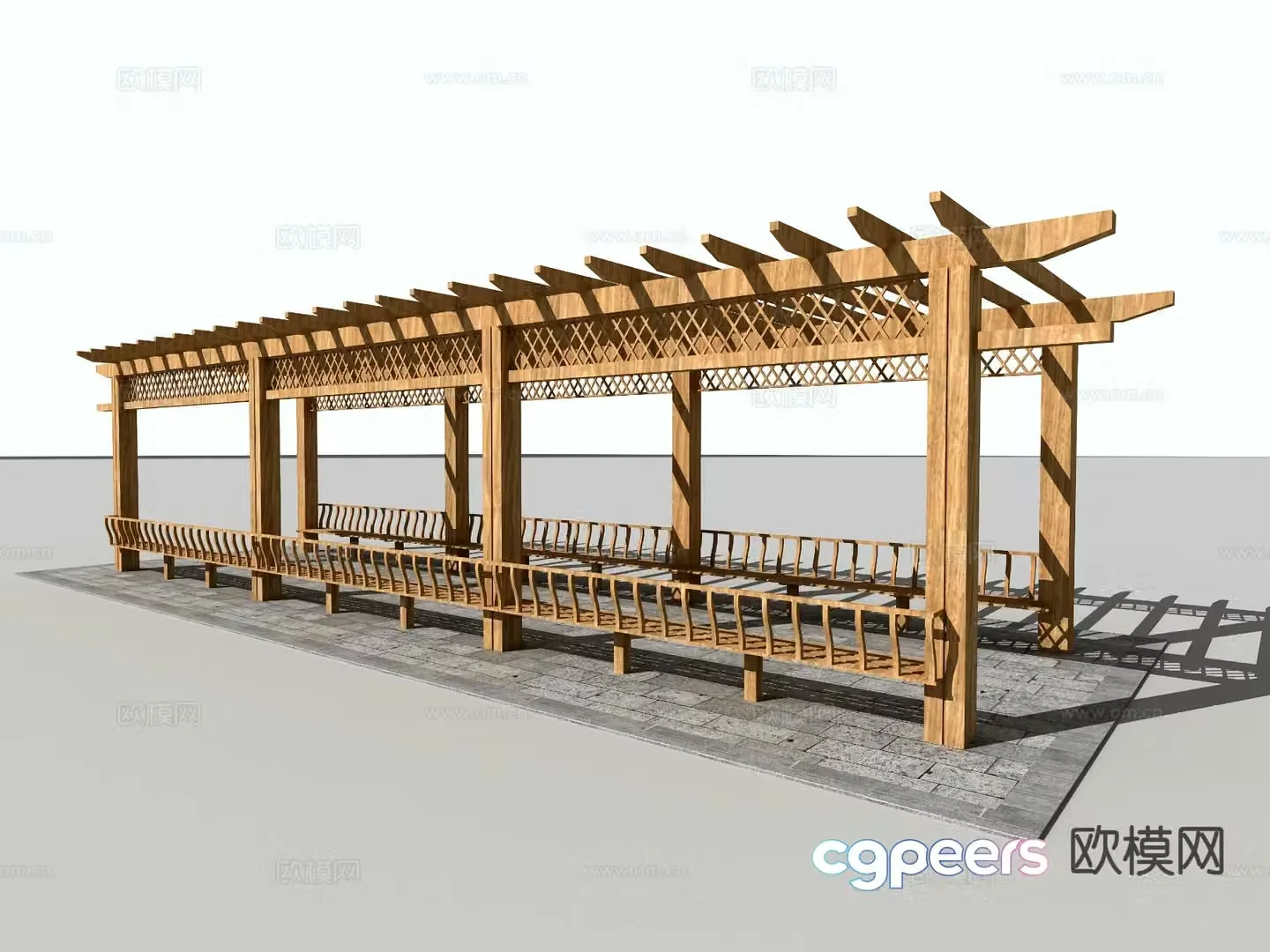 Chinese style gallery corridor rest pavilion pavilion corridor 3d model