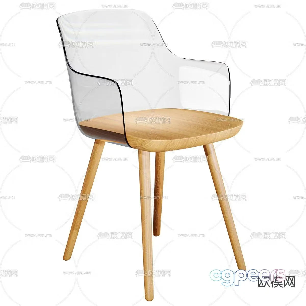 Transparent chair dining chair leisure chair 3d model