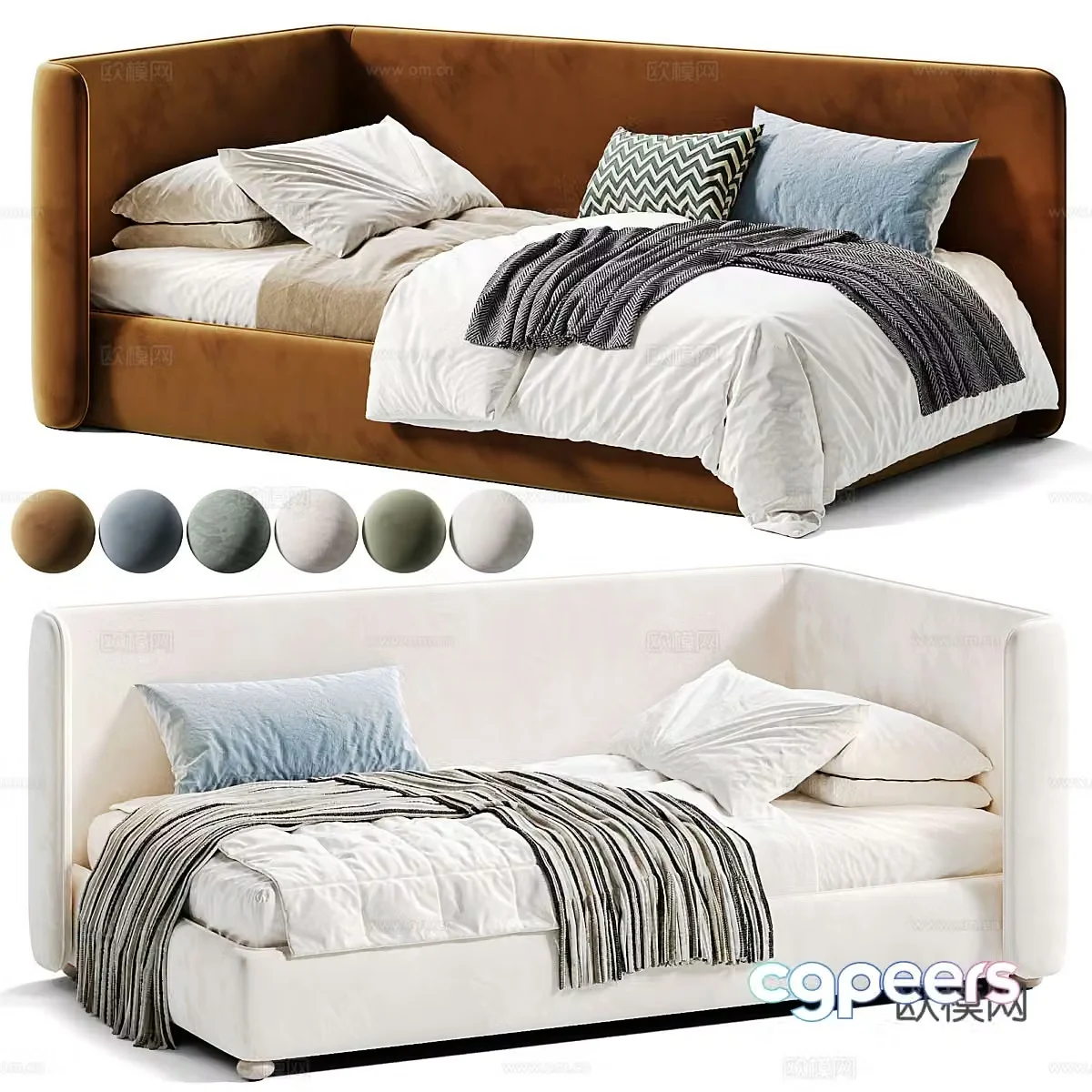 Modern Italian cream style children’s fabric sofa bed 3d model