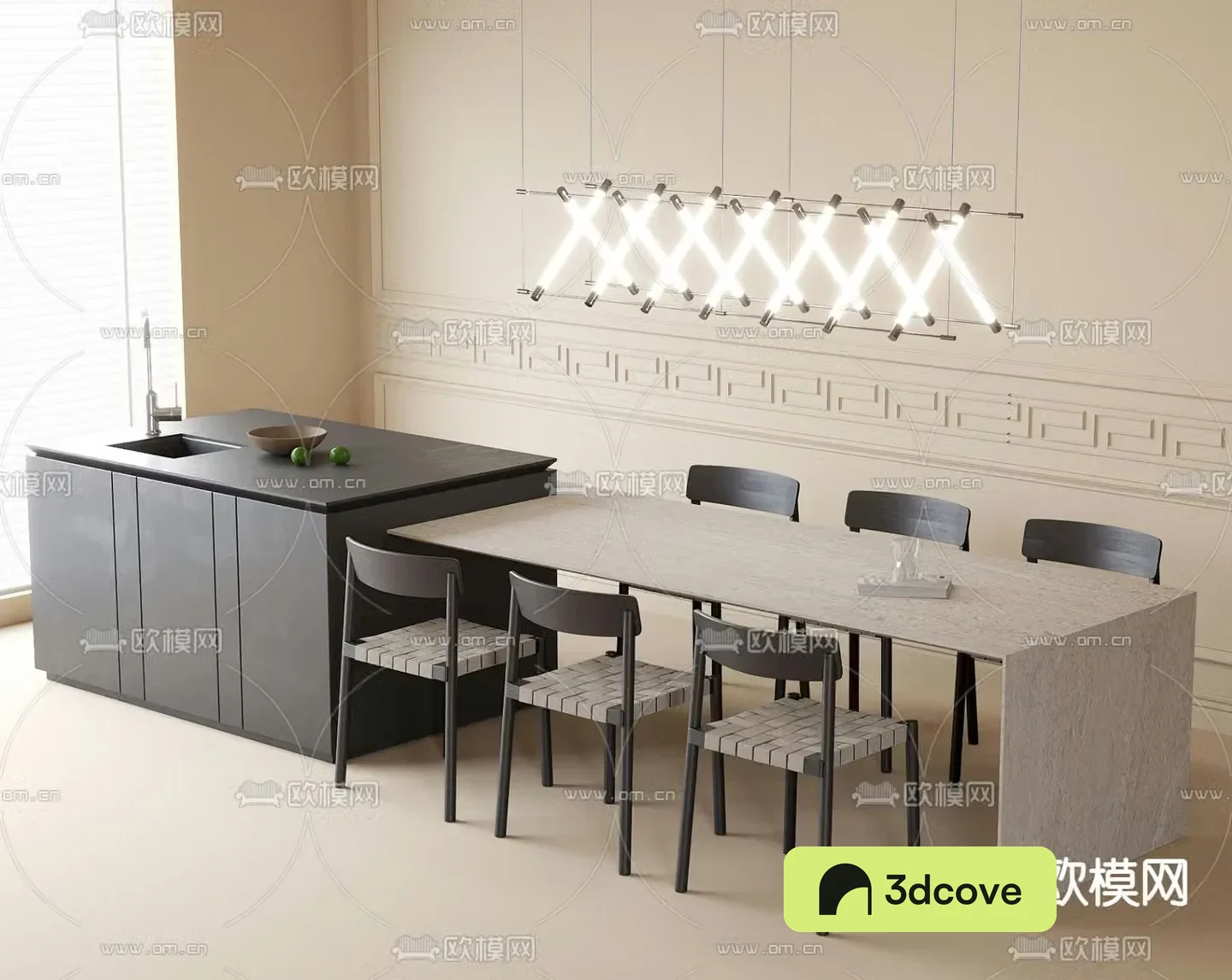 Modern dining table and chairs island dining table