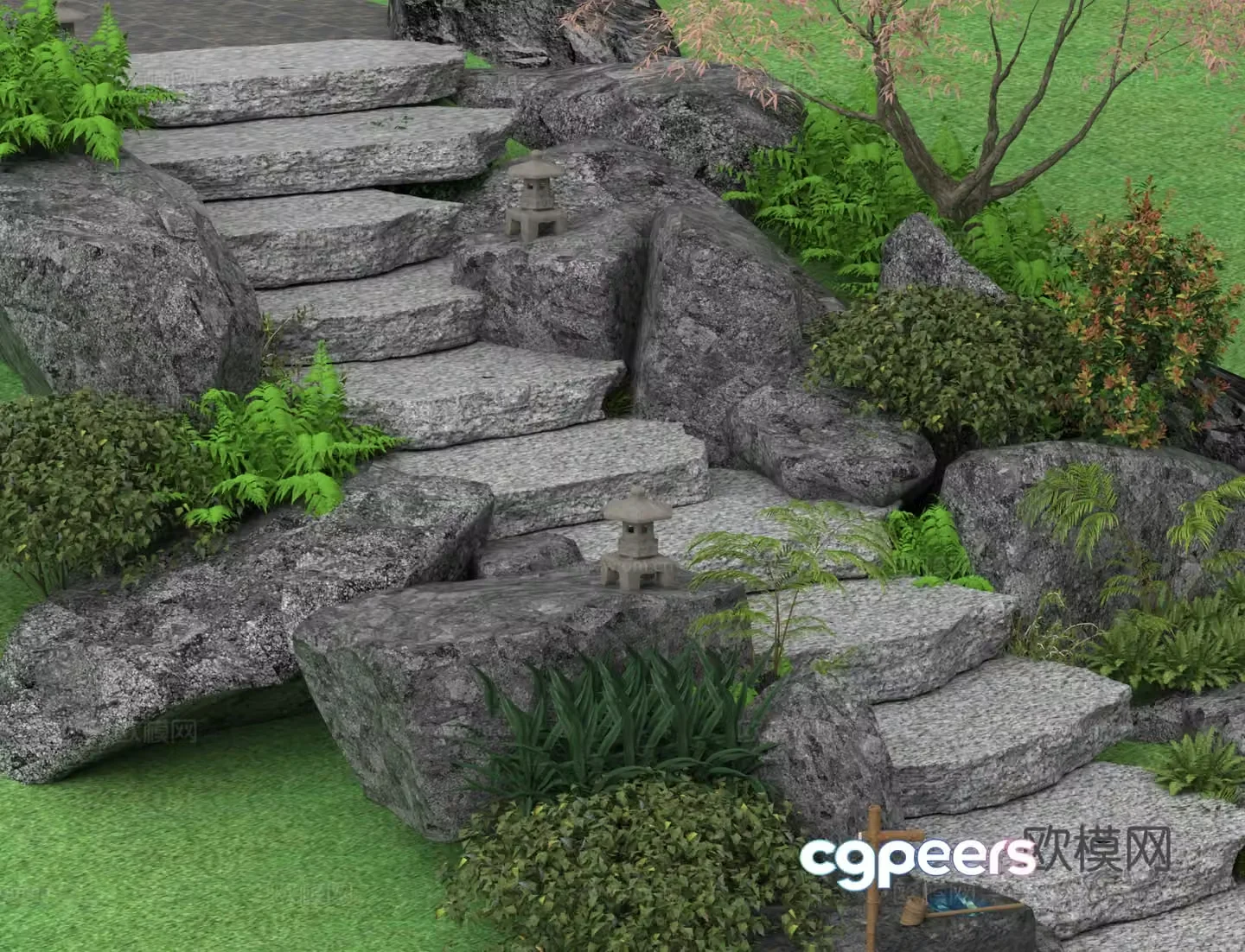 Bluestone stairs Steps Landscape Stone stairs Landscape Stone 3D Model