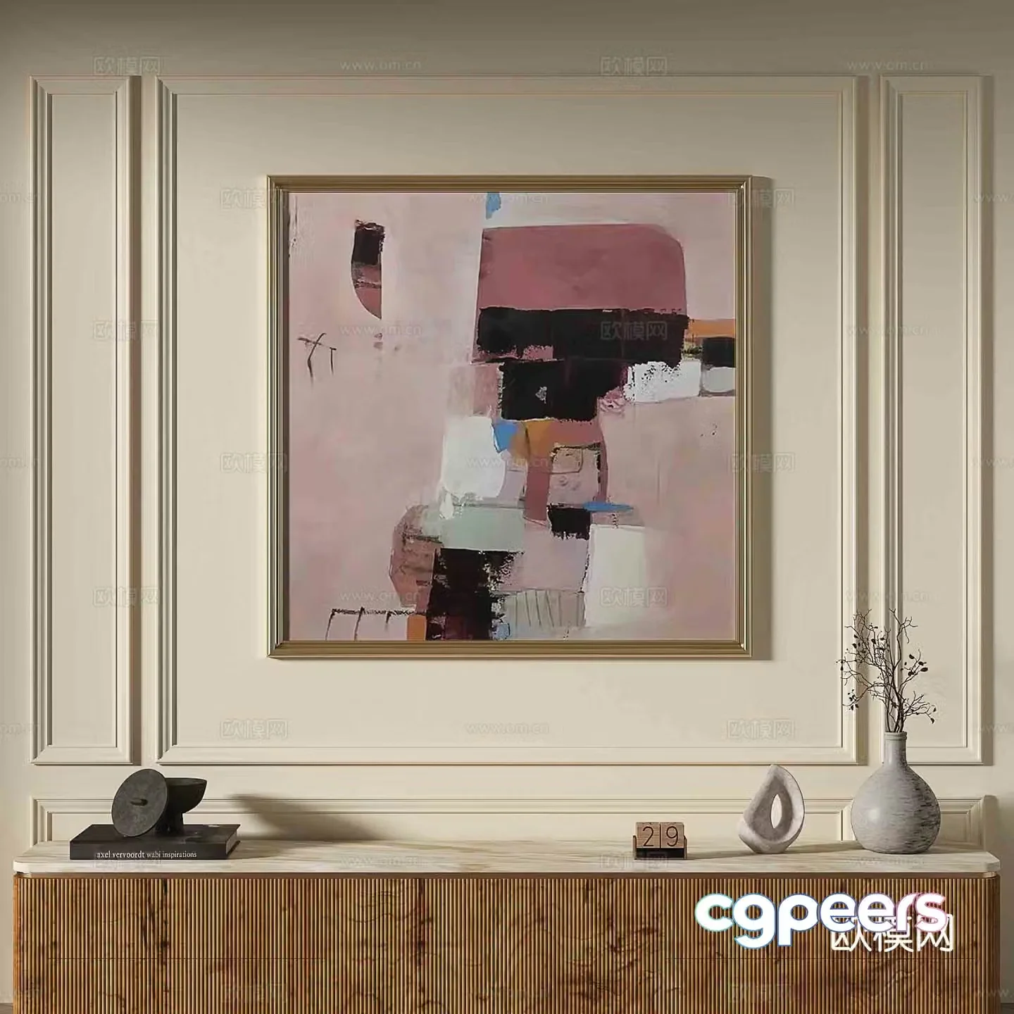 French abstract painting decorative painting 3d model