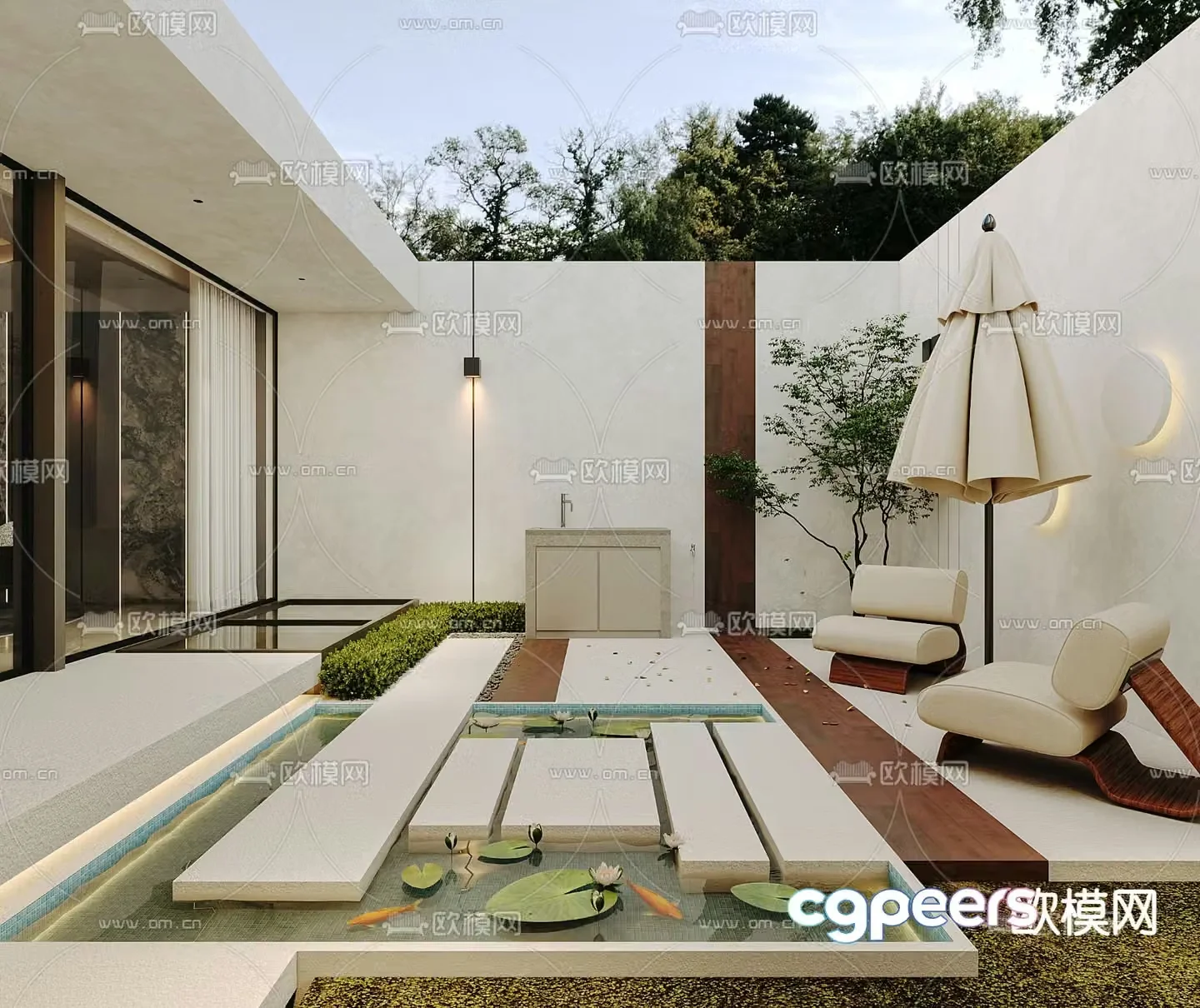 Courtyard landscape villa garden 3d model