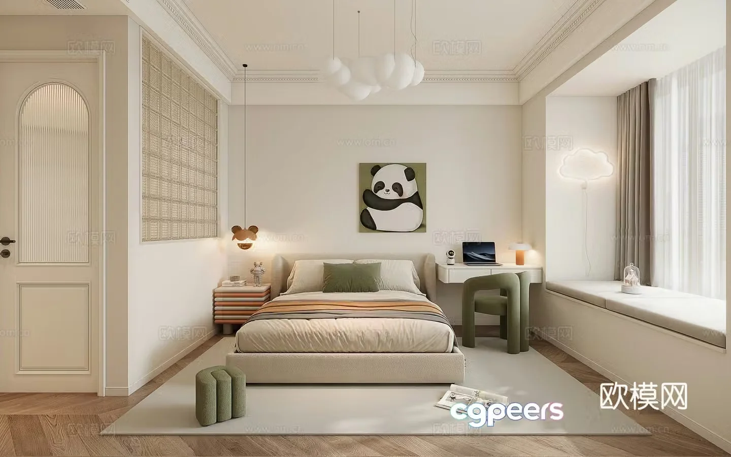 French creamy boy room 3d model