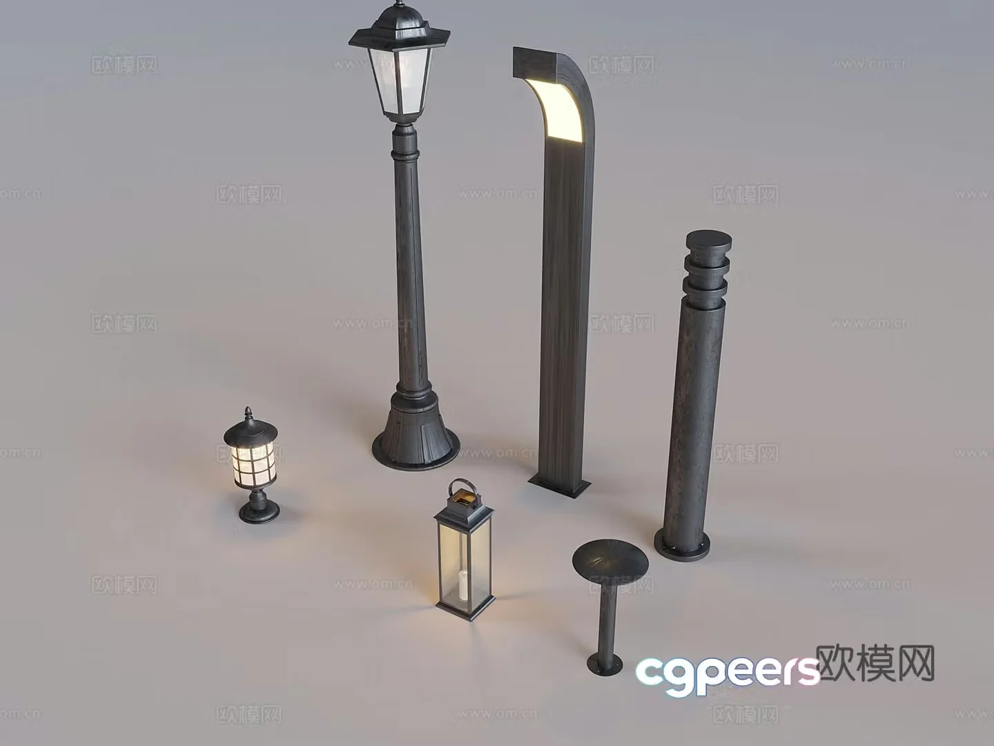 Outdoor street light landscape light New Chinese style courtyard lawn light grass lamp lamp post 3d model
