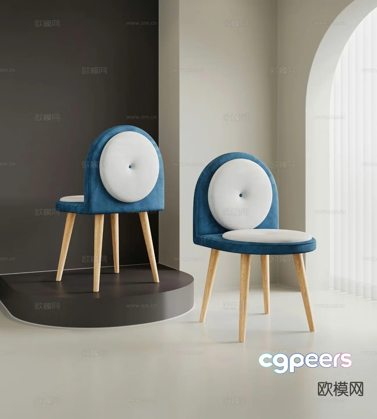 Modern dining chair single chair chair 3d model