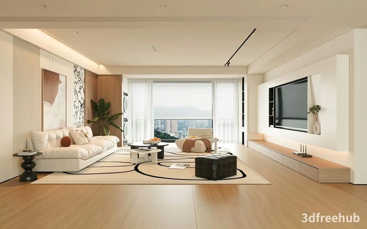 Modern Living Room 3D Model – 21635 – VRAY Render