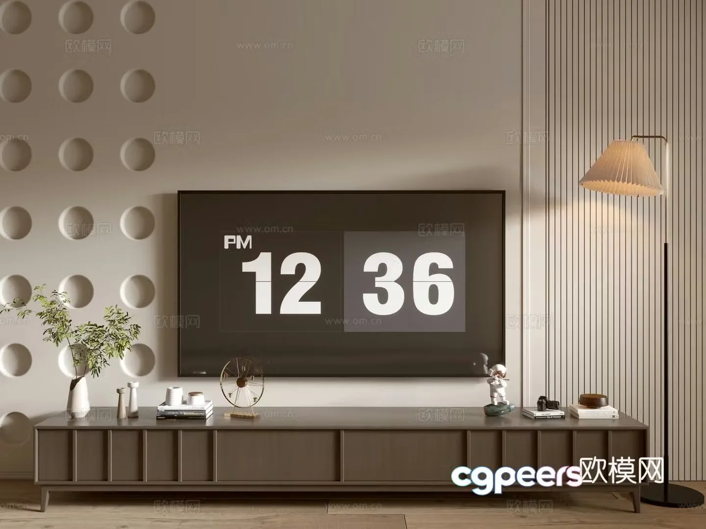Modern wood grain TV cabinet simple side cabinet chest of drawers low cabinet whole cabinet side cabinet 3D model